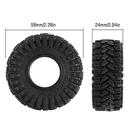 INJORA 1.0 58 * 24mm All Terrain Tires for 1/18 1/24 RC Crawler, T1017