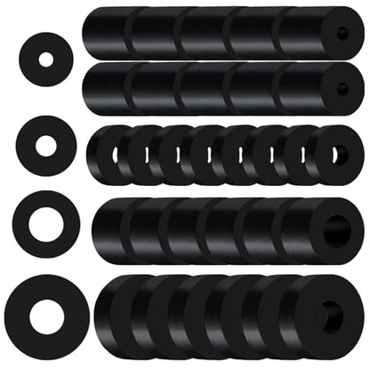REDANHA 30 PCS Rubber Spacer 4 Sizes Black Non-Slip Thick Grommets Vibration Isolation Round Rubber Flat Washers - size: 4 Sizes, style: Different size