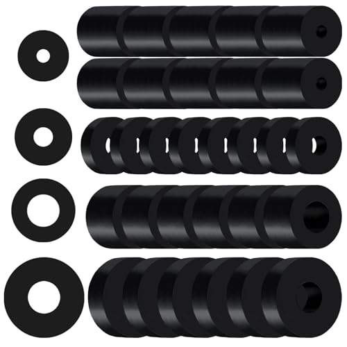 30 PCS Rubber Spacer 4 Sizes Black Non-Slip Thick Grommets Vibration Isolation Round Rubber Flat Washers - size: 4 Sizes, style: Different size