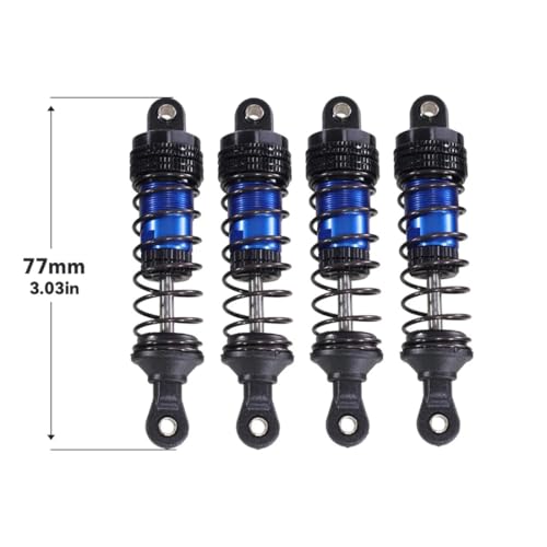 4PCs Upgraded Shock Absorbers Front ＆ Rear Hydraulic Shock Absorbers for MJX Hyper Go SCY Wltoys H16BM H14BM 14301 14302 14303 1/12 1/14 1/16 RC Car Upgrade Parts (77mm Dark Blue) - color: 77mm Dark Blue