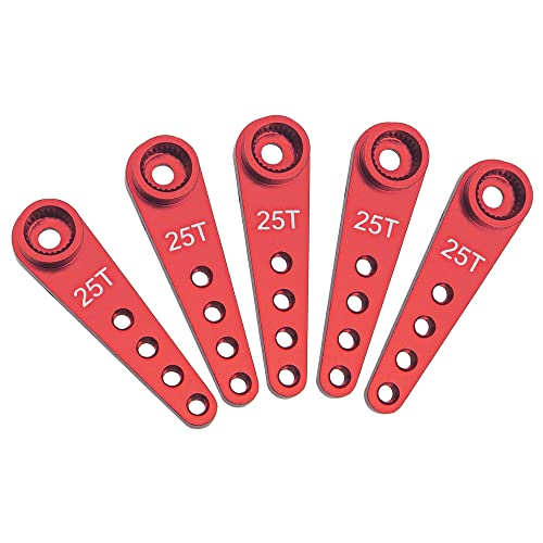 5Pcs ShareGoo 25T Servo Horn 37mm Metal 25 Teeth Extension Steering Arm Server Compatible with Futaba Savox Power HD HSP MG995 MG996 Servos for RC Car Truck (Red) - color: Red
