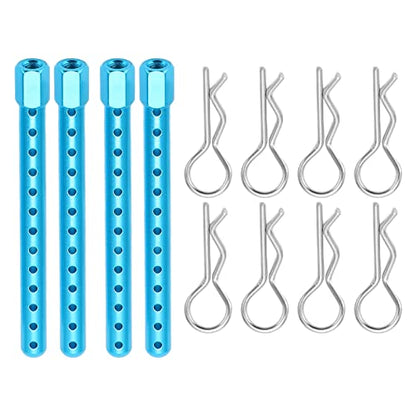 RC Body Post High Strength Aluminum Alloy RC Car Shell Column with Buckle for HSP 94102 94122 94103 94123 1/10 Scale RC Cars (Blue) - color: Blue