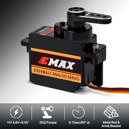 EMAX Steering Servo for SCX24 with Servo Mount and Horm Steering Link | SCX24 Servo Metal Gear ES08MAII Servo with Brass Mount for RC Car Boat SCX24 Upgrade Parts - color: Red