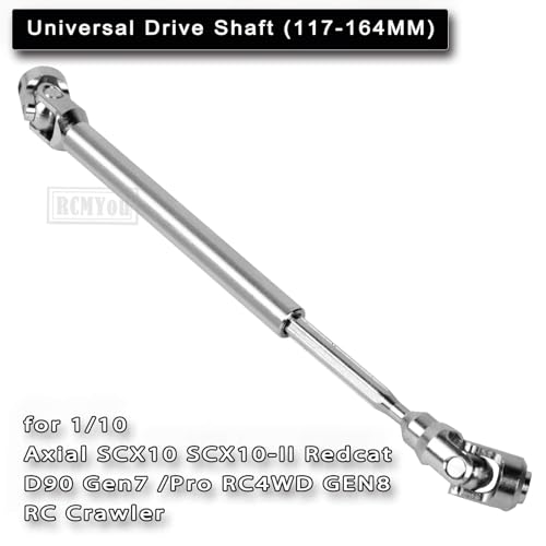 117-164MM Universal Drive Shaft Axles Upgrades Part for 1/10 SCX10 SCX10 II Redca t D90 Gen7 /Pro RC 4WD GEN8 RC Crawler,2PCS #45 Steel Driveshaft Hop-Ups,Silver