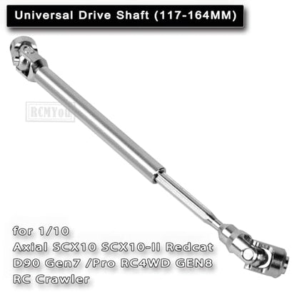 117-164MM Universal Drive Shaft Axles Upgrades Part for 1/10 SCX10 SCX10 II Redca t D90 Gen7 /Pro RC 4WD GEN8 RC Crawler,2PCS #45 Steel Driveshaft Hop-Ups,Silver