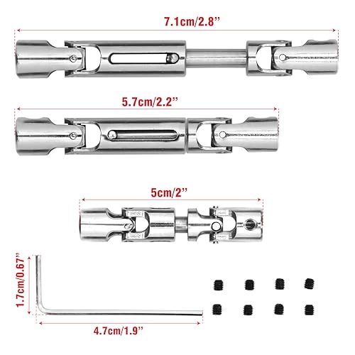 3Pcs Stainless Steel RC Upgrade Universal Drive Shaft Front/Medium/Back Kit CVD Transmission Joint 57mm-71mm for WPL MN Modes B16 B36 MN77 FY004 6WD 6X6 1/16 Military Truck Crawler Car Accessories