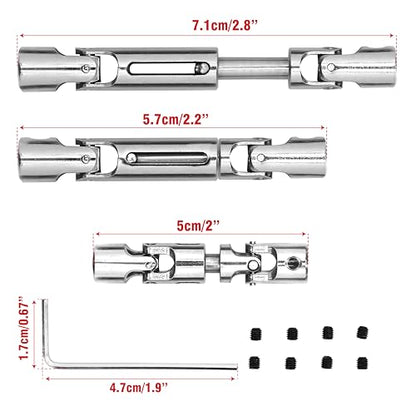 3Pcs Stainless Steel RC Upgrade Universal Drive Shaft Front/Medium/Back Kit CVD Transmission Joint 57mm-71mm for WPL MN Modes B16 B36 MN77 FY004 6WD 6X6 1/16 Military Truck Crawler Car Accessories