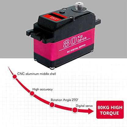 GoolRC 80kg Digital Servo 270?High Torque Servo Motor Metal Gear Waterproof for 1/5 HSP HPI RC Car Baja Car - size: 270 degree