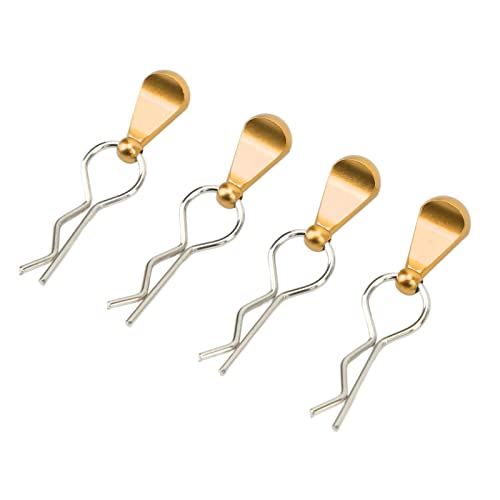 Alomejor 1/10 Body Clips Pull Tabs, RC Car Body Clips Pull Tabs Easy Installation High Strength Metal for 1/8 Remote Control Car (Gold)