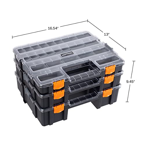Stalwart Tool Box Organizer - 3-in-1 Portable Small Parts Organizer, Gray