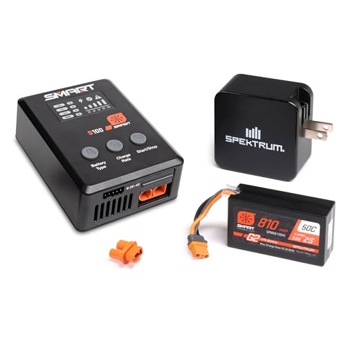 Spektrum Accessories Smart G2 Powerstage Bundle: 810mAh 2S 50C LiPo Battery (IC2), S100 Charger, 65W Power Block, Adapter, SPMXPSS210
