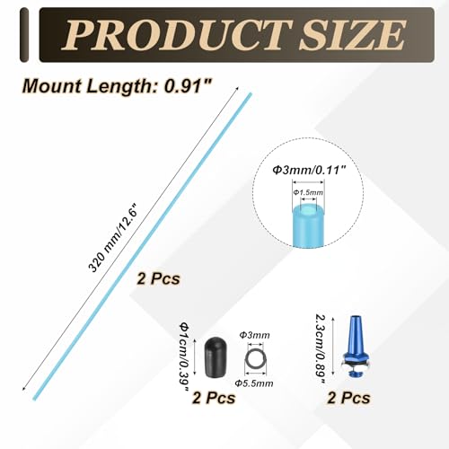 uxcell 320mm Plastic Protection Antenna Tube, RC Antenna Tube with Mount and Cap for RC Car Boat Drone Receiver(Blue, 2 Pcs) - color: Blue, size: 320mm