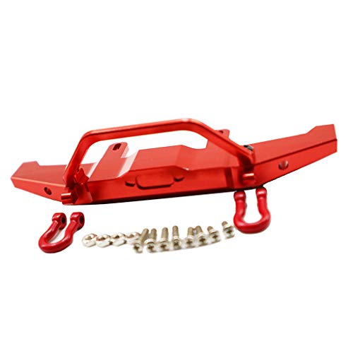 1:16 WPL C14 C24 RC Truck Aluminum Alloy Front Bumper with Red Hooks, Adjustable Height, Easy Installation - Metal, Weight and Compact - for Rock Crawler - Red - color: Red