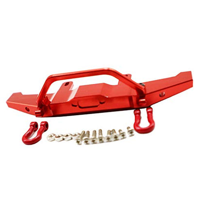 1:16 WPL C14 C24 RC Truck Aluminum Alloy Front Bumper with Red Hooks, Adjustable Height, Easy Installation - Metal, Weight and Compact - for Rock Crawler - Red - color: Red