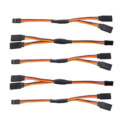 5PCS 150mm Servo Splitter Cable,1 Male to 2 Female JR Style Servo Y Harness Cables Extension Lead Wire for RC Cars Airplane Helicopter Drone