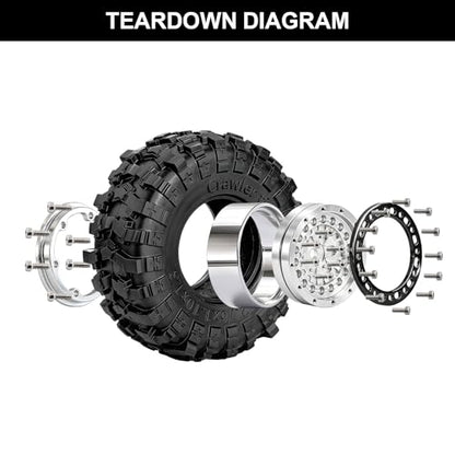 1.3" Beadlock Wheels and Tires for SCX24 TRX4M RC Crawler (Silver) | CNC Aluminum Beadlock Wheels, Ultra-Soft Sticky Rubber Tires, Built-in Foam Inserts, 70*28mm - color: Silver 368 F