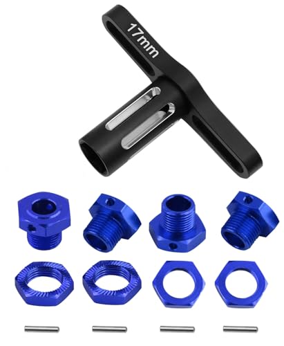 17mm Wheel Hex/Nuts & Wheel Wrench Upgrades Part for 1/7 Infraction 6s BLX/Mojave 6s BLX/Limitless 1/8 Typhon 6S BLX,Aluminum Hex Hub Adapters Hops Up,Navy Blue - color: Blue - Upgrades Part