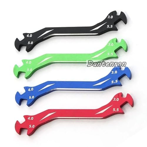 RC Multi-Function Wrench Turnbuckle Nut Ball Joint Remover 3mm 4mm 5mm 5.5mm Universal Repair Tool Aluminum Alloy for 1/10 1/8 1/24 Crawler Truck Off Road Car Boat Drone Airplane (Green) - color: Green