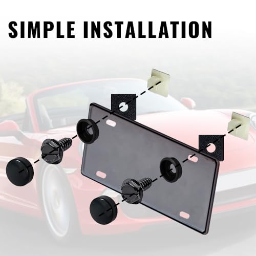 deemars License Plate Screw Kit, 8 Sets Stainless Anti Theft License Plate Screws, Anti-Rattle & Rust-Proof Bolts for Securing License Plates Frames or Covers on Cars, Trucks, SUVs - color: Black-K5