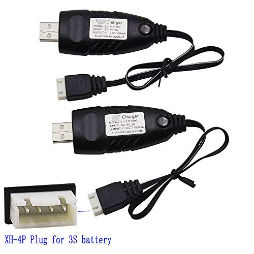 Blomiky 2 Pack 3S 1.5A Lithium Charger Cable Suitable for RC Car Boat Airplane Drone Airsoft 3 Cell Lipo Battery / 11.1V USB New 2