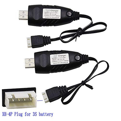 Blomiky 2 Pack 3S 1.5A Lithium Charger Cable Suitable for RC Car Boat Airplane Drone Airsoft 3 Cell Lipo Battery / 11.1V USB New 2