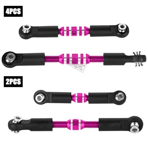 RC Aluminum Adjustable Turnbuckles Camber Links Toe Link Upgrades Part for 1/10 Senton/Granite/Vorteks 3S BLX(Mega 550).Alloy Adjustable Turnbuckles Hops Up.Pink(6PCS) - color: Pink(for 1/10)