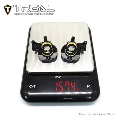 TREAL Brass Front Steering Knuckles CNC Billet Machined Inner Portal Covers Heavy Weight 78g/pc Upgrades for Redcat 1/10 Ascent Fusion Ascent GEN9(Black)