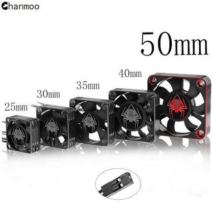 RC Car Metal Motor Cooling Fan 25mm 30mm 35mm 40mm 50mm RC Heatsink 28000RPM ESC Cooling Fans Red-Black Fit for 1/8 1/10 1/12 Scale RC Car 540 550 Brushless OR Brushed Motors (50mm) - size: 50mm
