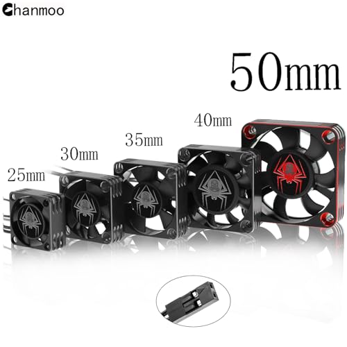RC Car Metal Motor Cooling Fan 25mm 30mm 35mm 40mm 50mm RC Heatsink 28000RPM ESC Cooling Fans Red-Black Fit for 1/8 1/10 1/12 Scale RC Car 540 550 Brushless OR Brushed Motors (50mm) - size: 50mm