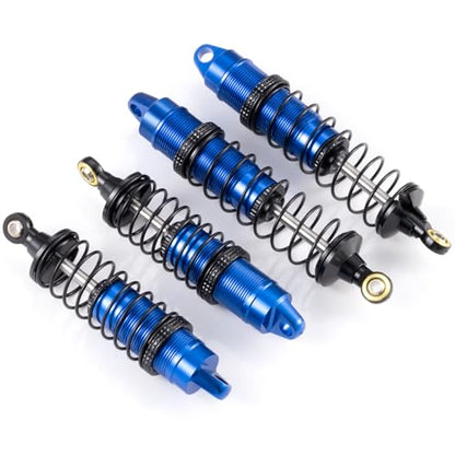 4Pcs Aluminum Front & Rear Shock Set RC Dampers，Blue + Black | Upgrade Parts, For Losi 1/16 Mini-B, For Losi 1/18 Mini-T, RC Car Buggy - color: Blue + Black