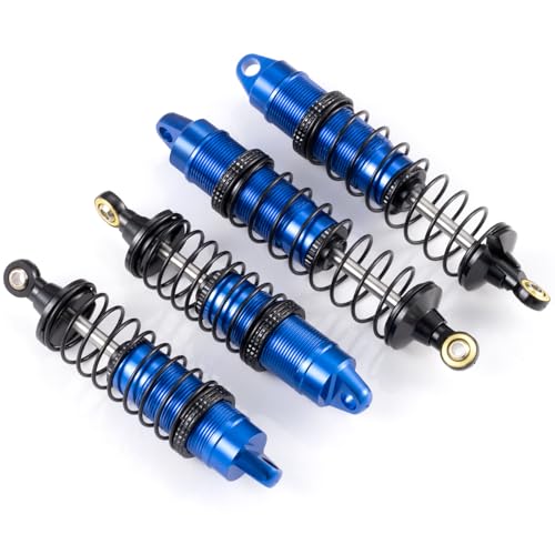4Pcs Aluminum Front & Rear Shock Set RC Dampers，Blue + Black | Upgrade Parts, For Losi 1/16 Mini-B, For Losi 1/18 Mini-T, RC Car Buggy - color: Blue + Black