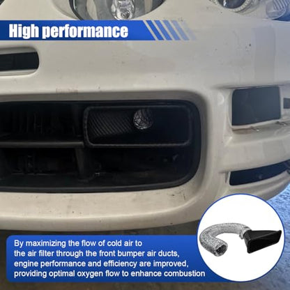 Craedli Carbon Fiber Car Air Intake Duct, Square Car Front Bumper Brake Air Intake Pipe with Extendable Flexible Hose and Hose Band, Universal Automotive Modified Replacement for Most Cars(Square) - size: Square