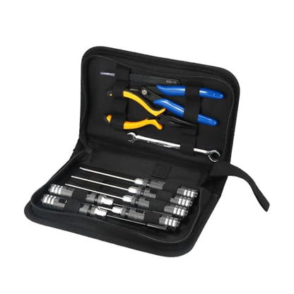 Portable Drone Tool Kit Set – Complete FPV Drone Repair & Maintenance Kit for RC Cars, Planes, Quadcopters, Compact & Durable Tool (Black)