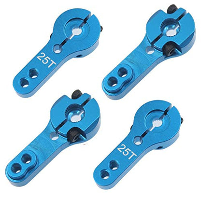 ShareGoo 5PCS 25T Aluminum Servo Horns M3 Threads Metal Steering Arm for RC Car Truck Buggy Airplane,Blue