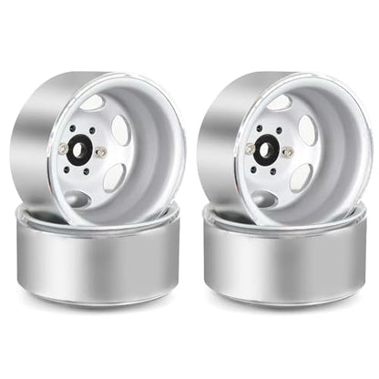 REDSPIDER•Negative Offset -10mm 1.9'' Beadlock Wheels Deep Dish Metal(4pcs) Retro Design for Scale 1/10 RC Crawler Axial SCX10 TRX4 VS4-10 Redcat Gen8 RC4WD D90 Rock Crawler (Silvery) - color: Silvery