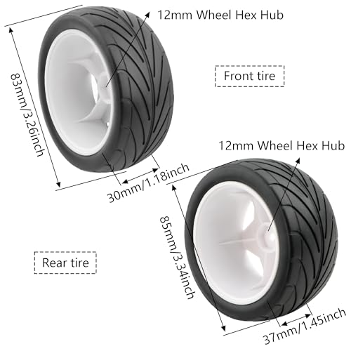 4 Pieces 12mm Hex Off-Road RC Eletric Buggy Wheels & Tires for 1/16 1/14 1/12 1/10 Scale H16PL JC16EP 16207 124010 144010 124017 124018 RC Buggy Trucks Cars