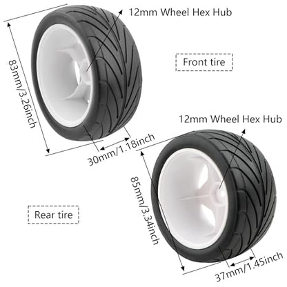 4 Pieces 12mm Hex Off-Road RC Eletric Buggy Wheels & Tires for 1/16 1/14 1/12 1/10 Scale H16PL JC16EP 16207 124010 144010 124017 124018 RC Buggy Trucks Cars