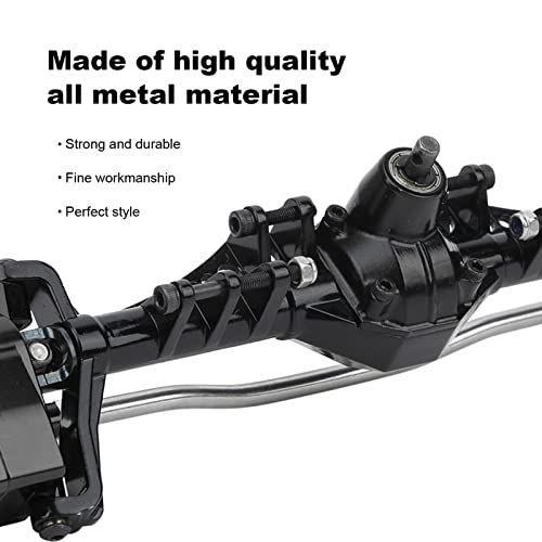 Remote Control Crawler Metal Front Portal Axle Assembly for Axial Capra 1.9 UTB RC Car with Aluminum Alloy Hardened Steel Bearing Steering Rod (Black Red)