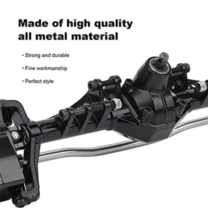 Remote Control Crawler Metal Front Portal Axle Assembly for Axial Capra 1.9 UTB RC Car with Aluminum Alloy Hardened Steel Bearing Steering Rod (Black Red)