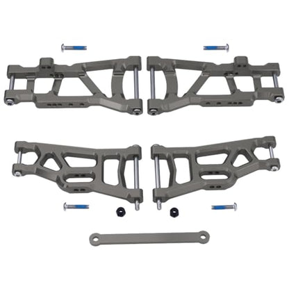 Hobbypark 4PCS Aluminum Front and Rear Suspension A-Arms & Tie Bar for 1/10 Traxxas Slash 2WD Upgrade Parts Hop Ups Replace 2555 3631 Anodized - color: Gray