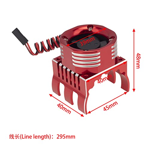 DKKY 42mm RC Cooling Fan Motor Heatsink 21000 RPM for Axial SCX10 Traxxas TRX4 Slash/Rustler/Stampede/Bandit Arrma Kraton Mojave Senton 1/8 1/10 RC Crawler Car 4274 4268 Motor, Red - color: Red