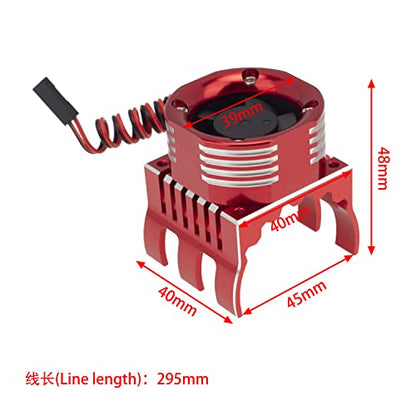 DKKY 42mm RC Cooling Fan Motor Heatsink 21000 RPM for Axial SCX10 Traxxas TRX4 Slash/Rustler/Stampede/Bandit Arrma Kraton Mojave Senton 1/8 1/10 RC Crawler Car 4274 4268 Motor, Red - color: Red