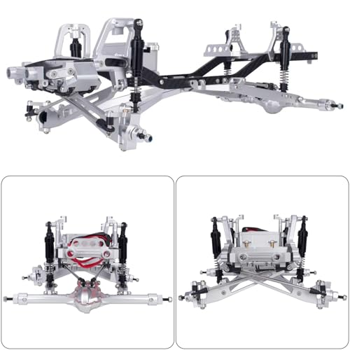 Twin I-Beam 2WD Pre-Runner CNC Aluminum Chassis Kit for 1/10 RC Crawler Axial SCX10 I II III Pro TRX4 Capra Upgrades (Silver) - color: Silver