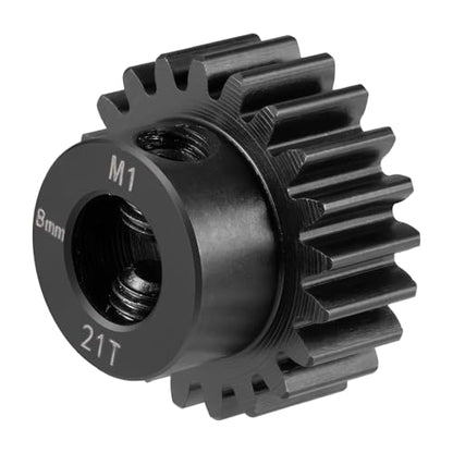 LSG 8mm M1 16T 17T 18T 19T 21T 24T 26T 27T 29T Steel Pinion Gear | for 1/5 X-MAXX RC Model Car Buggy Truck Hardened Steel 8mm Shaft Motor M1 Pitch Gears Upgrade Parts - size: 21T