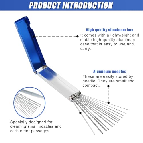 ZIMISI Carburetor Cleaning Kit, Carbon Dirt Jet Remove Torch Tip Cleaner Set Includes 13 Clean Wires, 10 Clean Needles, 5 Nylon Brushes, 1 Pick for Motorcycles, ATV, Welder, Spray Gun