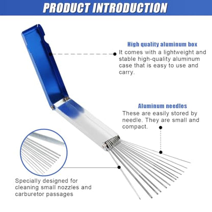 ZIMISI Carburetor Cleaning Kit, Carbon Dirt Jet Remove Torch Tip Cleaner Set Includes 13 Clean Wires, 10 Clean Needles, 5 Nylon Brushes, 1 Pick for Motorcycles, ATV, Welder, Spray Gun