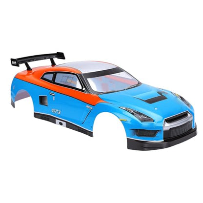 Drfeify 1:10 Scale RC Car Body Shell, RC Racing Car Shell and Rear Wing for 26cm Wheelbase Racing Vehicles (Blue Orange) - color: Blue Orange