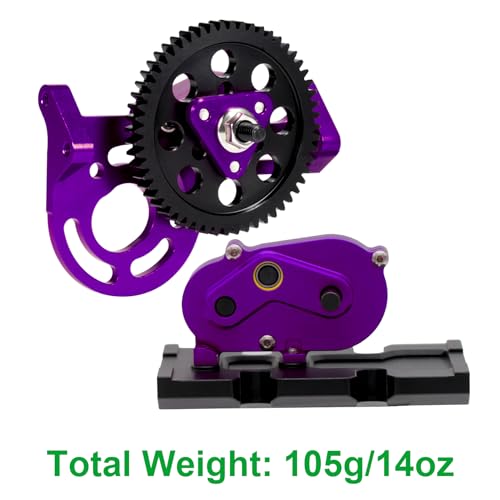 AMK 1/10 Transmission 30% OD Transfer Case Forward Motor Mount with Delrin Spur Gear for 1/10 RC Crawler Axial SCX10 II Element Enduro DIY LCG Chassis SCX10 Upgrades (Purple) - color: Purple