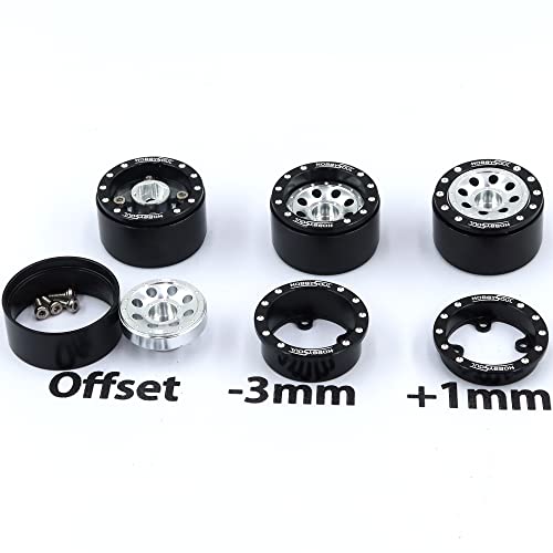 RC 1.0 tires Soft Sticky Tyres 64mm tall Mounted Heavy 1.0 beadlock wheels Deep Dish Offset Black Silver Rims For RC Mini Mud Crawler 1/18 TRX4M 1/24 SCX24 FMS24 FCX24 - color: Black & Silver