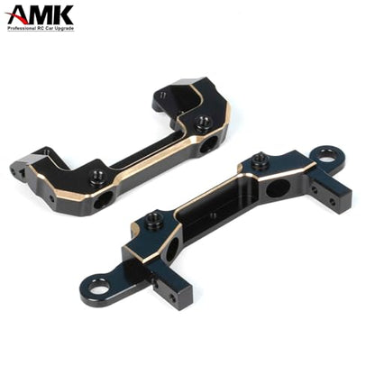 AMK SCX10 III Brass Bumper Munnt Black Coating, 158g Front Rear Bumper Set Complete with Steering Link for 1/10 RC Crawler Body LCG Chassis Axial SCX10 Upgrades